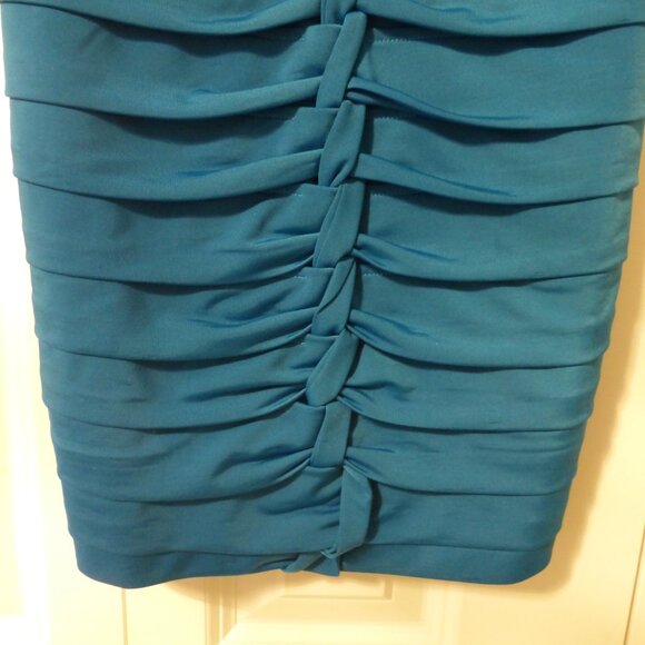 BEBE Blue twist detail ruched strapless tube dress - Picture 3 of 8